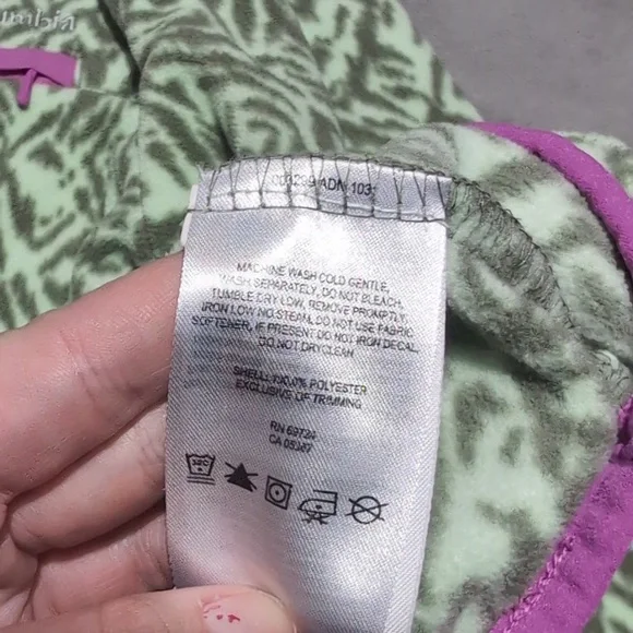 Columbia Green Fleece Pullover Jacket Medium Snap Neck - Picture 6 of 6